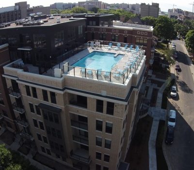Drone View of Rooftop Pool